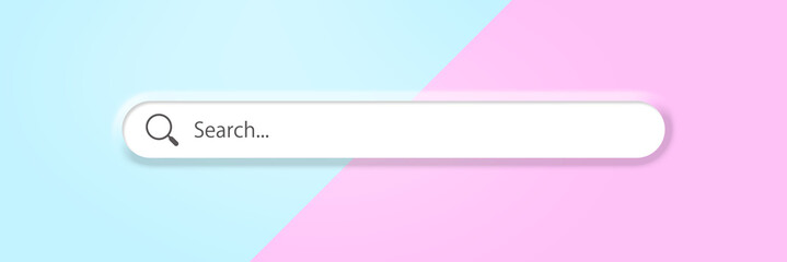 水色とピンクの背景にsearchと書かれたボックス