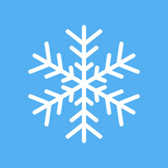 White snowflake vector icon isolated on white background