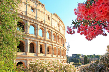 A view of the exterior of the Colosseum in Rome, Italy.