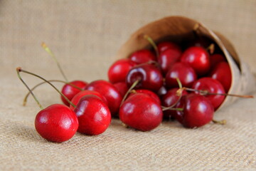 Cherry berries on the table, sweet cherries, cherries, healthy berries, ripe berries, sweet berries, red berries, proper nutrition, jam, sweet cherry jam, cherry jam, vegetarianism.