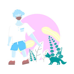 Solo outdoor activities. Enjoying time alone in nature. People walking with a furry companion in nearby parks or trails. Social distancing. New normal. 