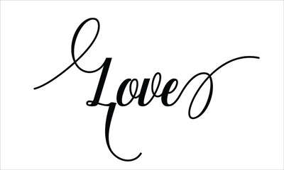 love Calligraphic Cursive Typographic Text on White Background