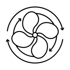 ventilation symbol, fan with arrows icon, line style