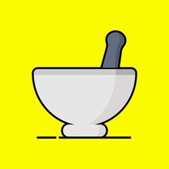 Obraz premium Vector icon of mortar and pestle.