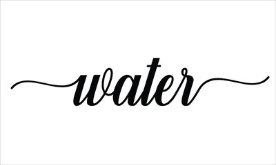 Water Calligraphic Cursive Typographic Text on White Background