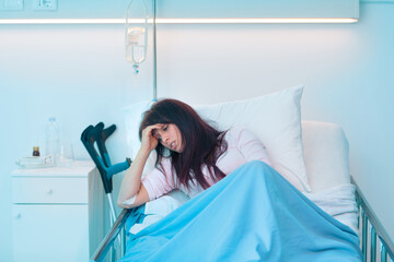 Female patient suffering at hospital