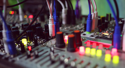 An Eurorack modular synthesizer sequencer close up
