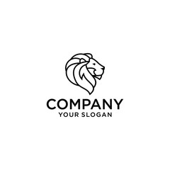 Veactor of Lion Head Logo Design with Line Art Style