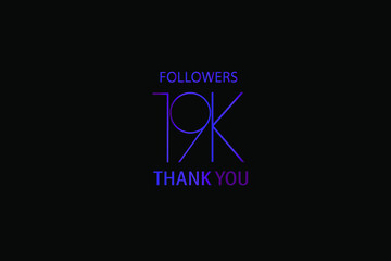 19K,19.000 Followers Luxury Black Purple Thank you anniversary, minimalist logo, jubilee on black background for Social Media - Vector