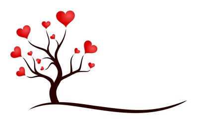 A tree symbol with a red hearts.