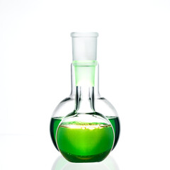 Glass flask with a chemical reagent.