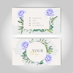 Beautiful Business cards Template with Splash Watercolor and Floral