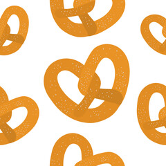 Seamless pattern pretzel food vector illustration