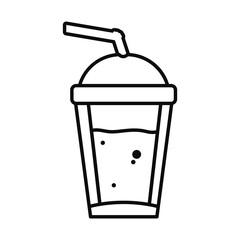 cold coffee cup icon, line style