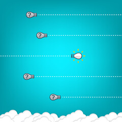 Think differently - Being different, taking risky, move for success in life -The graphic of light bulb also represents the concept of courage, enterprise, confidence, belief, fearless, daring. Vector.