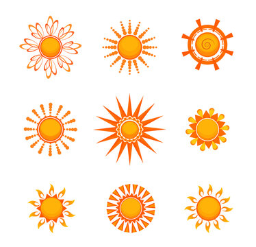Bright sun set. Summer weather collection. Can be used for topics like climate, vacation, solar energy