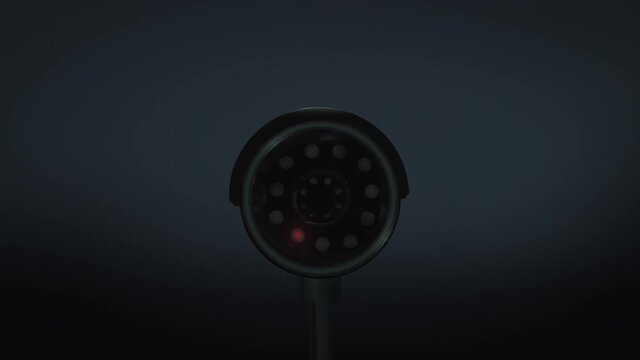 Security camera observes the area and moves back and forth. Alpha matte included.
