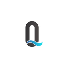 initial letter O logo and wave, line art style design template