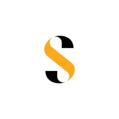 initial letter S logo, line art style design template