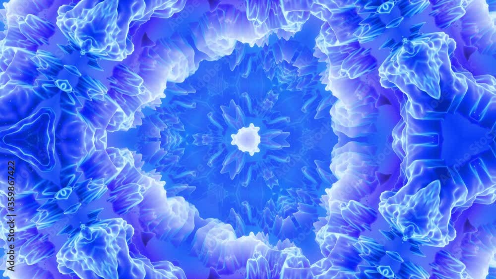Poster smooth looped animation of 3d abstract soft matte shape like flower or mandala, symmetrical structur