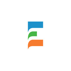 initial letter E logo, line art style design template