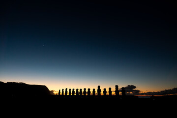 Sunrise at Ahu Tongariki iconic moai platform