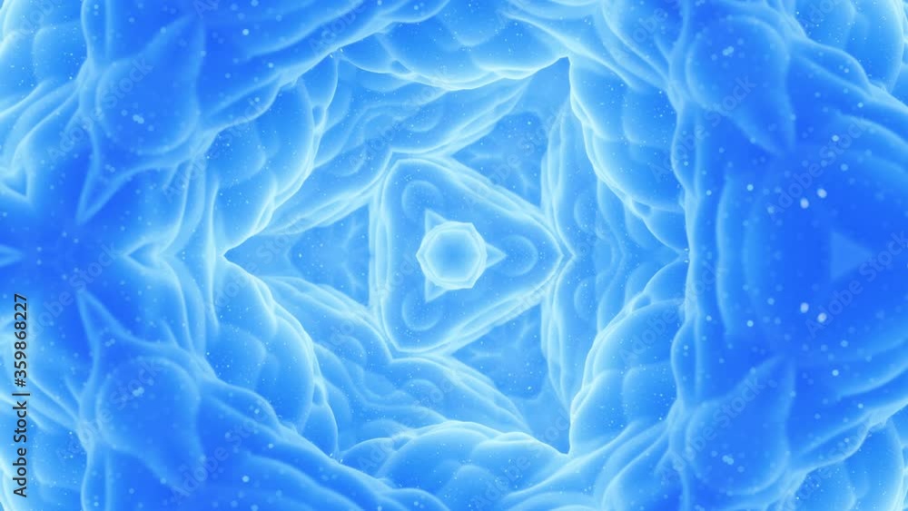 Poster smooth looped animation of 3d abstract soft matte shape like flower or mandala, symmetrical structur