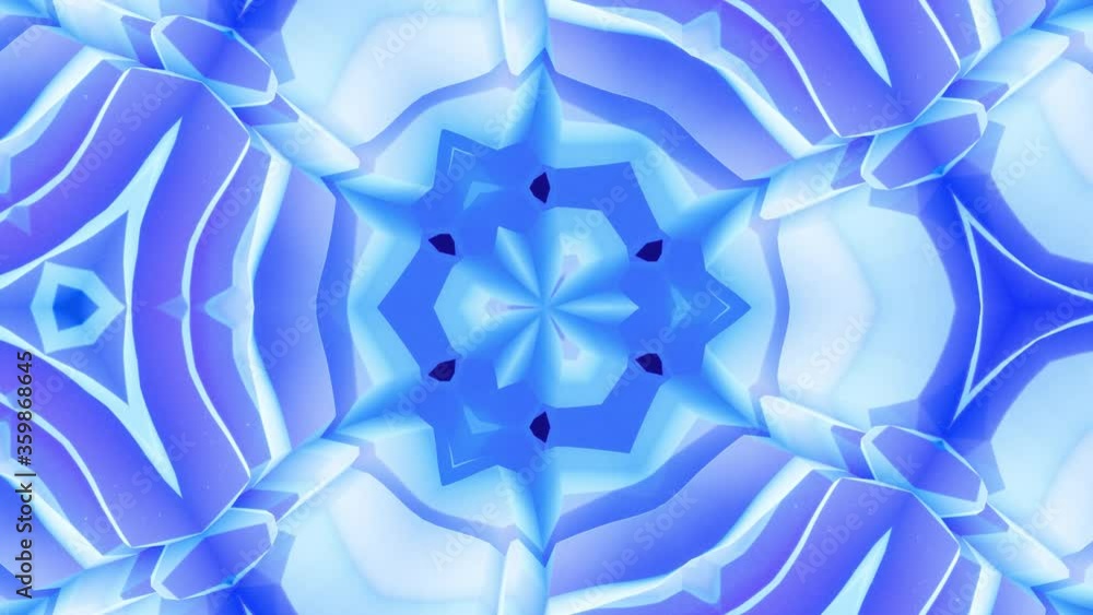 Poster smooth looped animation of 3d abstract soft matte shape like flower or mandala, symmetrical structur