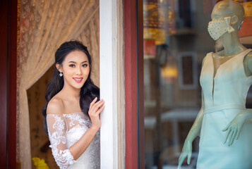 young woman in a wedding dress