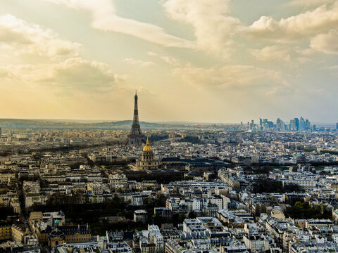 Aerial view of Paris during corona virus confinement