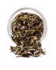 Bai Mu Dan (White Peony) chinese white tea isolated on a white background.