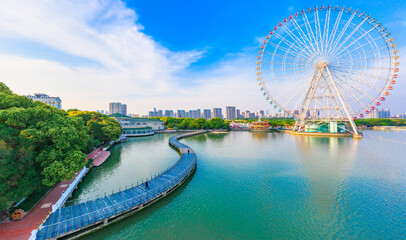 Naklejka premium Lihu scenic spot, Wuxi City, Jiangsu Province, China