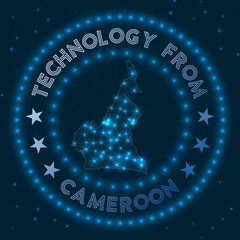 Technology From Cameroon. Futuristic geometric badge of the country. Technological concept. Round Cameroon logo. Vector illustration.