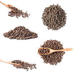 Collection of ginseng oolong tea isolated on a white background.