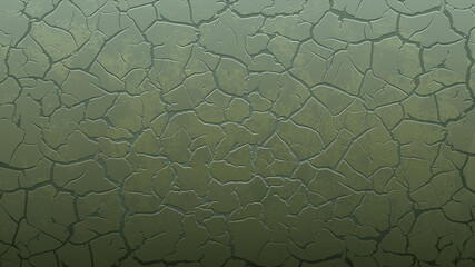 Texture of cracks on the green metal surface