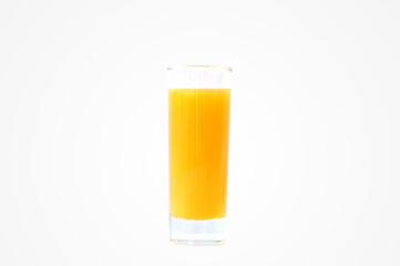 glass of orange juice, isolated on white background and closed up