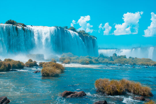 Foz do Iguazu, BRAZIL - FEBRUARY 24, 2018: Foz do Iguazu. Is a touristic town and waterfalls at Brazil.