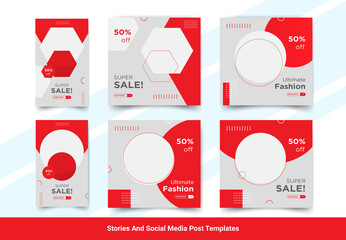 Fashion sale square web banner templates. stories banner design for social media post 