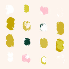 Abstract vector seamless pattern with brush stains. Rounded confetti like shapes in positive colors. Background for wallpaper, textile and web design.