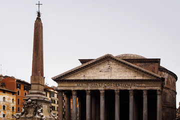 Pantheon Square on a cloudy November day in Rome