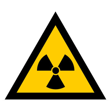 Radiation hazard. Yellow triangle. Sign  isolated on white background