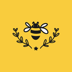 Bee icon line style vector illustration