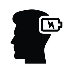 Battery on head black icon, Brain refresh