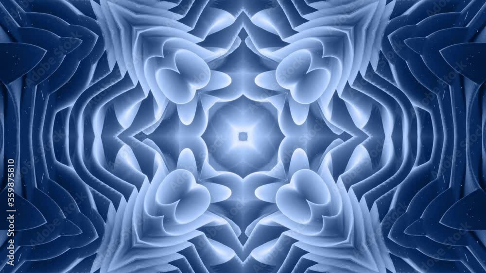 Aufkleber 3d abstract shape like star or flower, symmetrical structure of black blue velvet material intersper