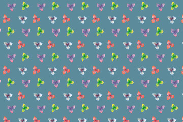 Watercolor hand drawn flower summer blue pattern.