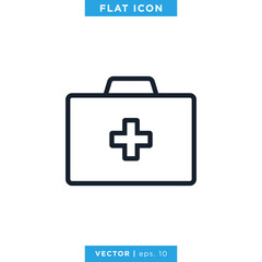 First Aid Kit Icon Vector Design Template. Medical Bag Sign