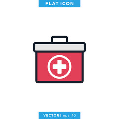 First Aid Kit Icon Vector Design Template. Medical Bag Sign