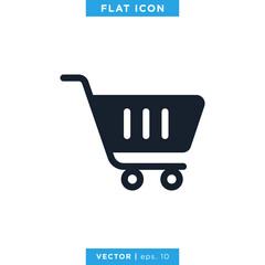 Shopping Trolley Icon Vector Logo Design Template.