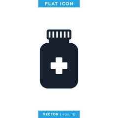 Medicine Bottle Icon Vector Design Template. Prescription Drug Bottle Sign.