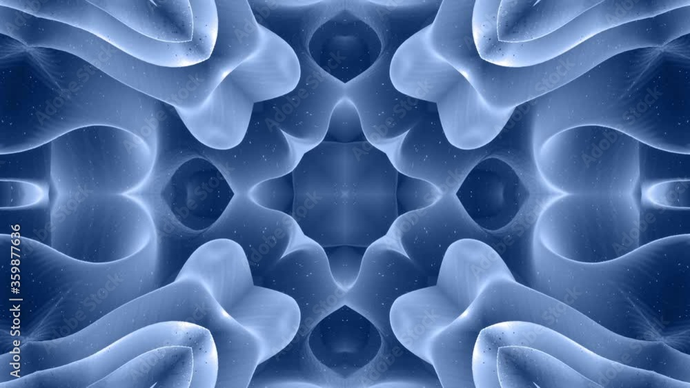 Aufkleber 3d abstract shape like star or flower, symmetrical structure of black blue velvet material intersper